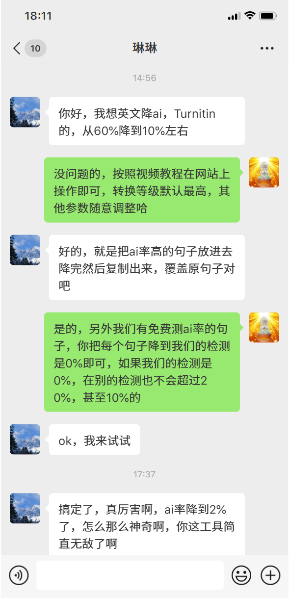 英文Turnitin降ai案例